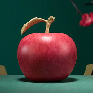 Sculpture de pomme en métal peinte à la main, figurine de fruit en bronze rouge, ornement sculpté pour la décoration de la maison ou du bureau - Product Image 3