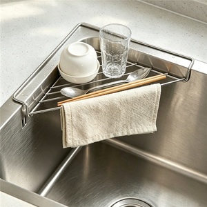 Modern Stainless Steel Triangle Drain <b>Rack</b> <b>Kitchen</b> Sink <b>Rack</b> for Hotel Use Wall-Mounted Eco-Friendly Dishwashing Supplies - Product Image 4