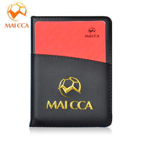 Cartera de Árbitro de Fútbol de PU Negro de Alto Rendimiento y Durabilidad con Tarjetas Rojas y Amarillas 12*9cm, Logotipo Personalizado Disponible