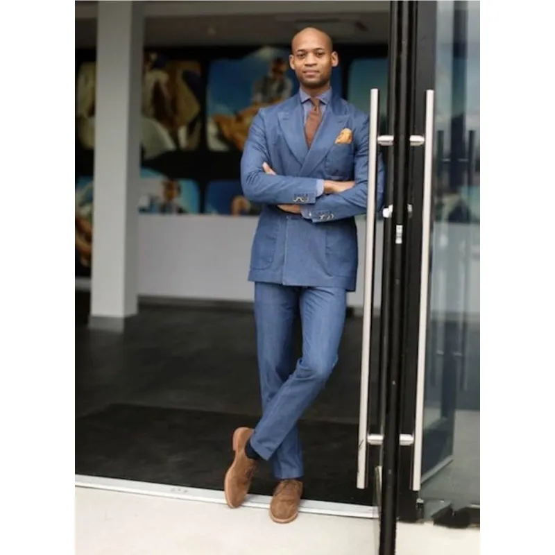 denim formal dress for men Denim popover shirt main image 0