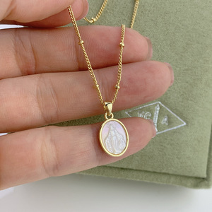Yüksek kalite doğal deniz kabuğu Nacre kolye Dainty dini bakire Mary takı kolye - Product Image 6