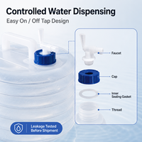 Indispensable pour le camping : Bidon d'eau pliable 10L avec robinet intégré, sans BPA, écologique, léger et portable, se plie à plat, vide