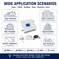 Kit amplificateur 500 m² 900/1800/2100 MHz Tri-bande 2G 3G 4G Répéteur de signal de téléphone portable avec antenne intérieure et extérieure