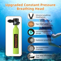 TUDIVING 0.5L Bouteille d'aluminium de plongée en gros avec corde de sécurité, petit sac à dos portable, réservoir d'air pour plongée sous-marine
