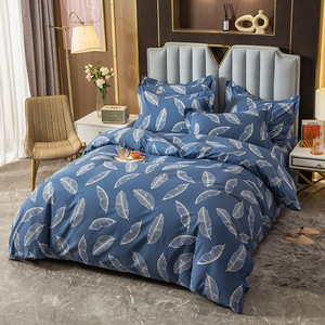 Bộ ga trải giường 100% <span class=keywords><strong>cotton</strong></span> in họa tiết lá, chất liệu satin 300TC, bán buôn, bộ vỏ chăn, bộ ga trải giường đạt chuẩn Oekotex - Product Image 2