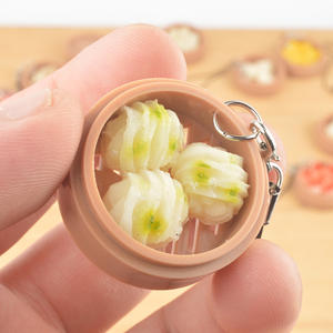 Wangdun simulación cantonés té de la mañana dim sum comida modelo colgante mini desayuno pequeño vaporizador jugar llavero promocional llave C - Product Image 4