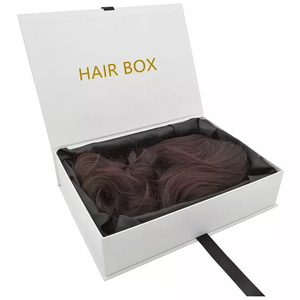 Custom Logo black Wig Packaging Box With Silk Satin Lined Luxury Magnetic Packaging Box For Hair Extension