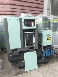 Compresor de Aire de Tornillo Silencioso de Velocidad Fija de 7.5kW, Sin Aceite, Refrigerado por Aire, con Secador, Tanque de 300L, Estación de Aire Integrada para Fábrica - Product Image 6