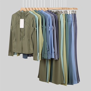 Ensemble de yoga respirant style <span class=keywords><strong>Lulu</strong></span>, fermeture éclair, 2 pièces, tenue de sport ajustée pour femmes - Product Image 4