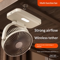 Ventilateur USB transfrontalier avec lumières, mini-ventilateur de bureau, mural, portable, à moteur sans balais, batterie intégrée, en plastique