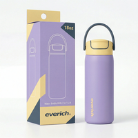 Bouteille d'eau en acier inoxydable Everich 18 oz, finition mate lisse, avec couvercle à paille anti-fuite et ouverture facile, sans transfert de condensation
