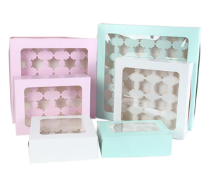 Sinh Nhật Bên Bánh Hộp Cupcake Bao Bì Bán Buôn Với Cửa Sổ Rõ Ràng Wedding Thực Phẩm & Đồ Uống Bao Bì Giấy Các Tông 100 Cái - Product Image 1