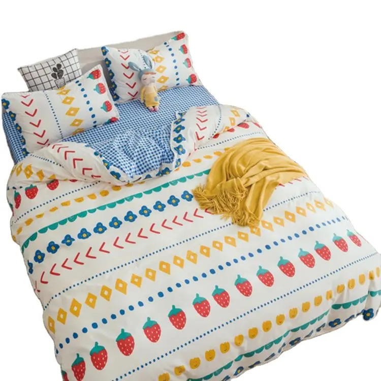 Kid room bed sheet comforter flower kids printed luxury cover bedding set