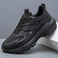 Chaussures de course en cuir PU noir pour hommes, imperméables, antidérapantes, baskets athlétiques, chaussures de sport décontractées pour l'extérieur, chaussures de marche