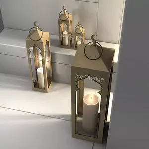 Linterna de Metal personalizada para ventana, diferentes tamaños, para decoración del hogar Ramadán