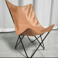 Chaise papillon de loisirs en cuir véritable brun moderne à succès pour la maison, le bureau et le salon