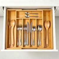 Organisateur de tiroir extensible en bambou pour rangement sous évier, idéal pour le rangement de soutiens-gorge, chaussettes, maquillage, salle de bain, bureau et cuisine