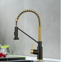 Robinet de cuisine moderne avec douchette extractible en acier inoxydable brossé, robinet de luxe commercial à poignée unique pour évier