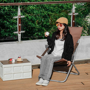 Chaise de plage pliable avec cadre en alliage d'aluminium, housse en coton marron, chaise longue portable pour l'extérieur, chaise de pique-nique de voyage - Product Image 4