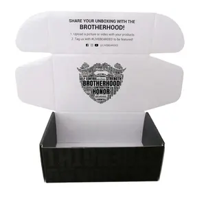 Custom Zwart Uniek Ontwerp Gegolfd Papier Verzending Verpakking Voor Ondergoed Schoenen Cadeau