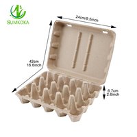 SUMKOKA 9,5*16,6 pouces, plateau d'emballage pour œufs de volaille en pulpe moulée de papier recyclé, 20 cavités, biodégradable, jetable