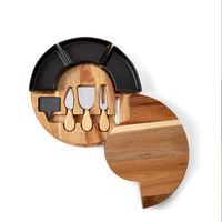 Plateau à fromage pliable en bois avec couteau, plateau de service rotatif pour charcuterie, plateau pour fromage, viande, vin - Décoration d'intérieur