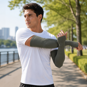 Custom Logo UV Protection Thumb Hole <b>Compression</b> Cooling Sports Cycling Running Outdoor Sun Protection <b>Arm</b> <b>Sleeves</b> - Product Image 2