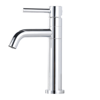 Robinet mitigeur de lavabo monotrou en cuivre chromé pour salle de bain, vente en gros