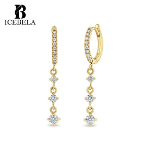 Tối Giản 925 Sterling Bạc Đồ Trang Sức Mỹ Tỏa Sáng Chất Lượng Cao Khảm Zircon Dangle Liên kết Chuỗi Hoop Bông Tai Cho Phụ Nữ - Product Image 1