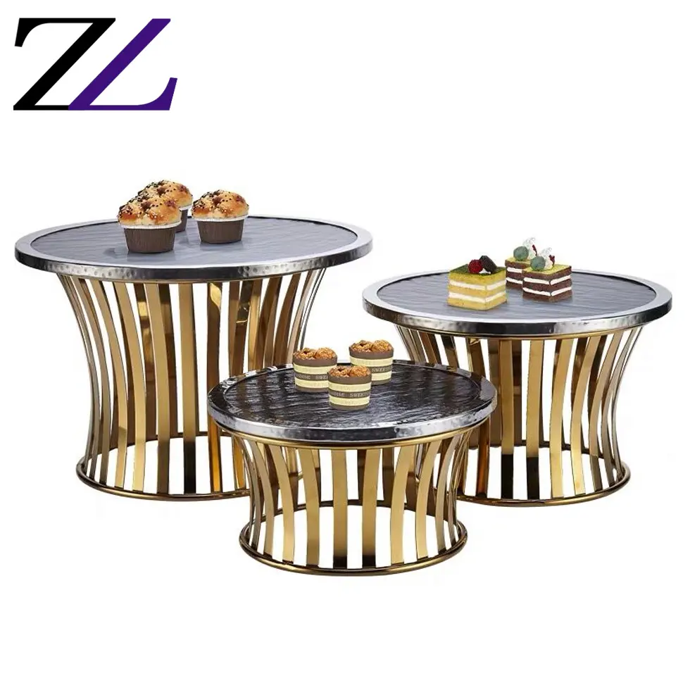 Serveren Buffet Risers Set Moderne Golden Rvs Display Marmer Staat Cup Cake Dessert Table Stand Voor Bruiloft