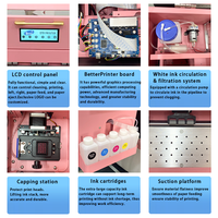 Nueva Impresora DTF Rosa de Escritorio A3, Máquina de Transferencia de Calor, Cabezal de Impresión Xp600, Tinta de Pigmento, Agitador Automático, Secador, para Camisetas, 1 Año de Garantía
