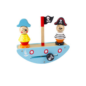 Jouet éducatif 2021 enfants jouets en bois montessori bébé mini pirate équilibre bateau - Product Image 5