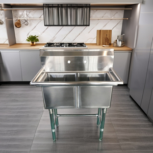 Lavello da <span class=keywords><strong>cucina</strong></span> personalizzato a <span class=keywords><strong>2</strong></span> scomparti in acciaio inossidabile - Product Image 1