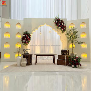 ฉากหลังเวทีงานแต่งงานสไตล์โมร็อกโกแท่นวางเทียนพีวีซีสีขาวอบอุ่นเรียบดีไซน์ใหม่ - Product Image 1