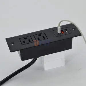 ETL Approved Furniture Office Usa 2 Power Socket Strip Outlet Recessed Smart Electrical USB Ports Power Strip