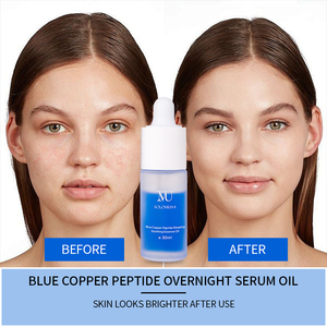 Produits de beauté purs à l'acide hyaluronique 30ml Blanchiment du visage Anti-rides Cellules souches Peptide de cuivre bleu Soins de la peau Sérum GHK-Cu - Product Image 6