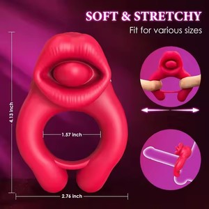Couple Sex Toys Male <strong>Cock</strong> <strong>Ring</strong> &amp; Female Clitoral <strong>Vibration</strong> Tongue Licking <strong>Vibrator</strong> Penis Lock &amp; Female Clitoris Stimulator - Product Image 2