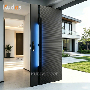 Bande lumineuse LED moderne <span class=keywords><strong>en</strong></span> aluminium moulé, étanche, insonorisée, <span class=keywords><strong>porte</strong></span> d'entrée pivotante sécurisée avec serrure intelligente pour villa - Product Image 3