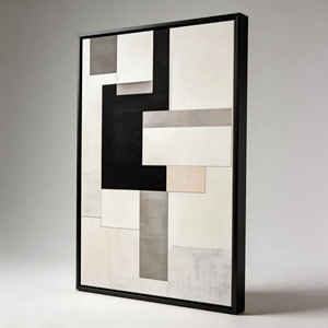 Quadro su Tela Moderno Wabi Sabi Minimalista Astratto Geometrico Nero Grigio Bianco Senza Cornice per Casa e <span class=keywords><strong>Ufficio</strong></span> - Product Image 3