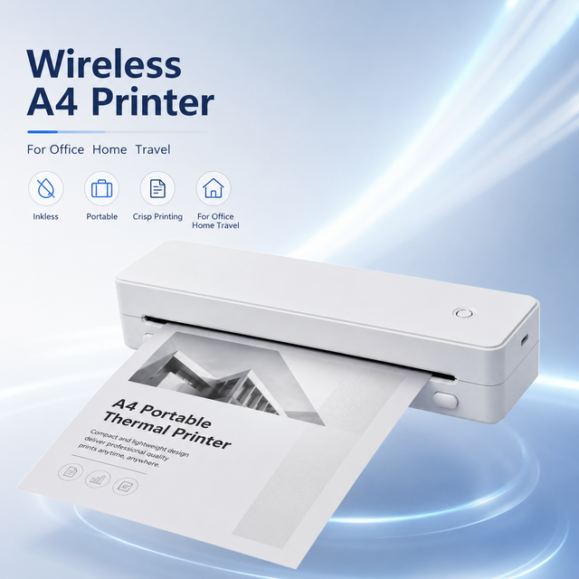 Portable A4 Thermal Printer,  & USB Connection, Multi-Size Paper Support, for Office, Travel and Tattoo Transfer