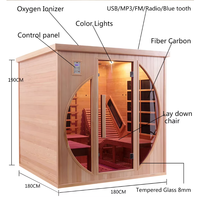 Ruang Sauna Recliner Ganda Persegi Kayu Cedar Merah Solid Modern untuk 2 Orang dengan Pemanas Inframerah Jauh Elektrik Ramah Lingkungan untuk Vila