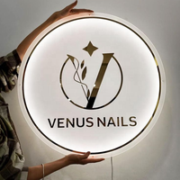 Enseigne lumineuse LED personnalisée avec logo en or de luxe, enseigne en acrylique rétroéclairée 3D pour salon de beauté, personnalisation du logo mural
