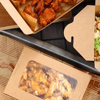 Boîte à lunch jetable en papier kraft brun, boîtes d'emballage pour salades, sandwichs et plats à emporter en papier kraft