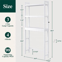 Étagère de rangement en bambou pour toilettes, organiseurs d'accessoires de salle de bain, conteneurs de rangement, présentoir, mobilier de salle de bain blanc