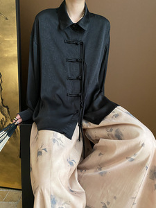 Camicetta <span class=keywords><strong>con</strong></span> bottone <span class=keywords><strong>con</strong></span> <span class=keywords><strong>nodo</strong></span> e nappe in raso di seta Jacquard da donna in stile cinese - Product Image 6