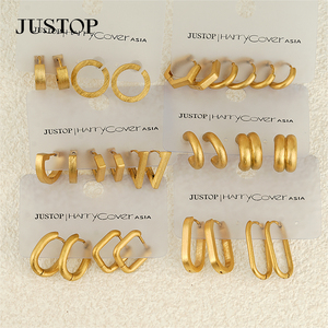 Aros de moda en tendencia, proveedor de joyería de moda hipoalergénica con baño de oro en acero inoxidable resistente al agua, OEM/OEM, aretes de aro finos. - Product Image 6
