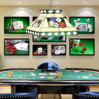 Lustre suspendu en verre de 16 pouces, fait main, petit carré, style table de poker, avec éclairage LED et hauteur réglable