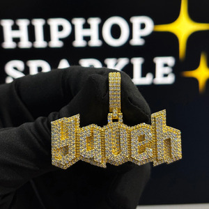 Pendentif personnalisé en moissanite avec nom, en argent sterling 925 plaqué or 14 carats, collier pendentif hip-hop, breloque lettre, pendentif alphabet - Product Image 6