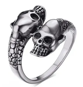 MJ Fashion Ancients Skull Jewelry Gold Plated Punk Style Ring Alloy Opening Ring
