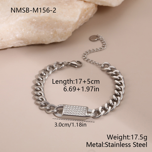 Pulsera personalizada estilo hip-hop con diamantes incrustados, cadena redonda pulida simple, moda urbana, diseño sencillo - Product Image 6